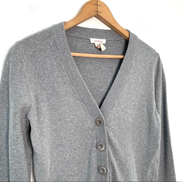 Sundance | Gray V-neck Button Down Cardigan Sweater - Picture 3 of 5